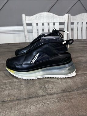 Nike Air Max FF 720 Women's Black Leather shoes, Silver/ White Sole Sz 9